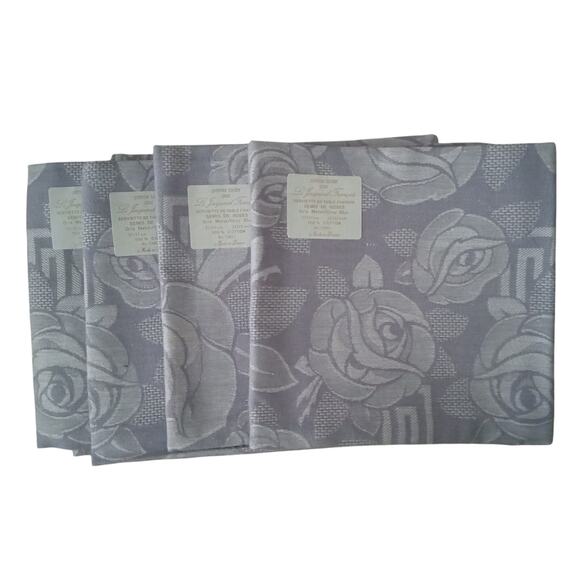 Jacquard Francais Primrose Bordier Lavender Dinner Napkins Roses Set of Four NWT - Picture 2 of 16